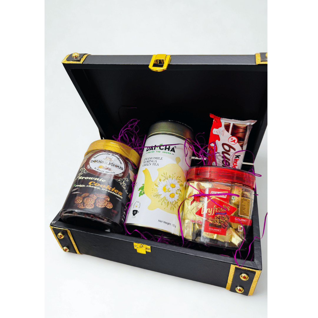 Luxury Truck Box Gift Hamper โ DAI-CHA & Twinings Teas, Kunafa, Protein Bars, Premium Chocolates & Gourmet Cookies | Corporate & Festive Gifting