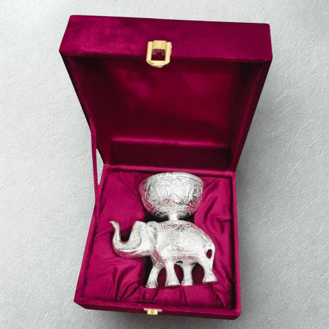 Handcrafted Silver Elephant Decorative Bowl – Elegant Gift & Home Décor