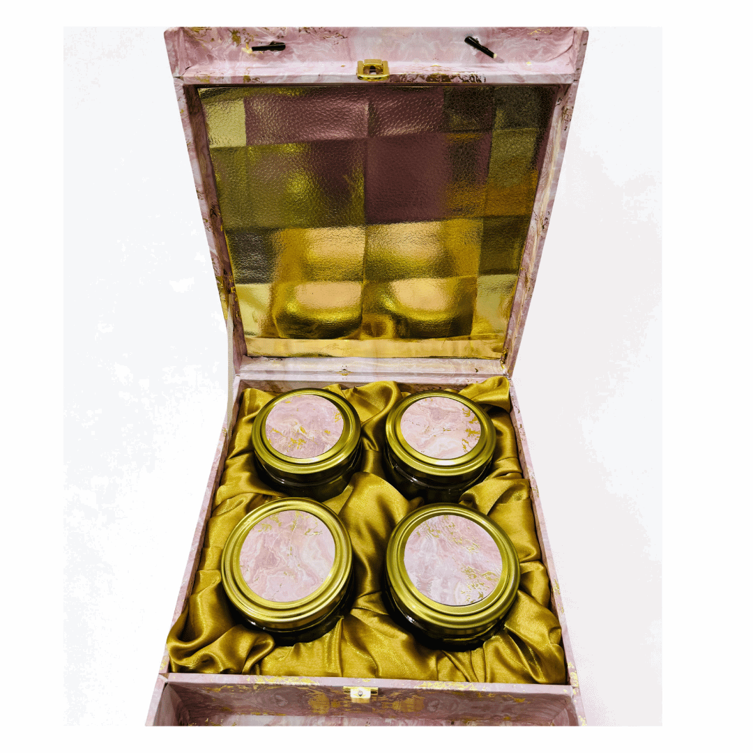 Luxury Suitcase Style 4-in-1 Jar Gift Hamper – Kunafa from Dubai, Premium Chocolates, Dates & Teas