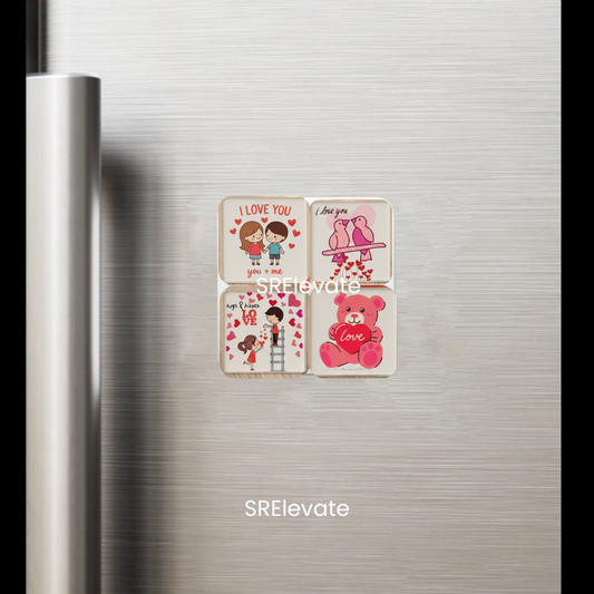 Valentine Special Fridge Magnet Set of 4 | Acrylic Square Magnets