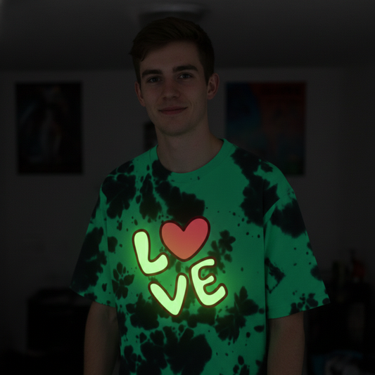 Personalised Unisex Tie-Dye Oversized Glow-in-the-Dark T-Shirt | Vinyl Print