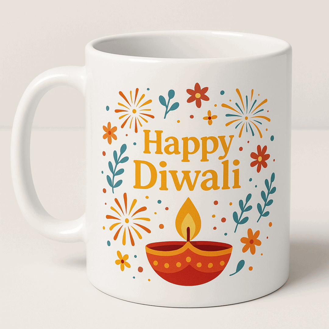 Diwali Custom Ceramic Mug with Logo/Name/Photo| Corporate Gifting | Diwali gifting