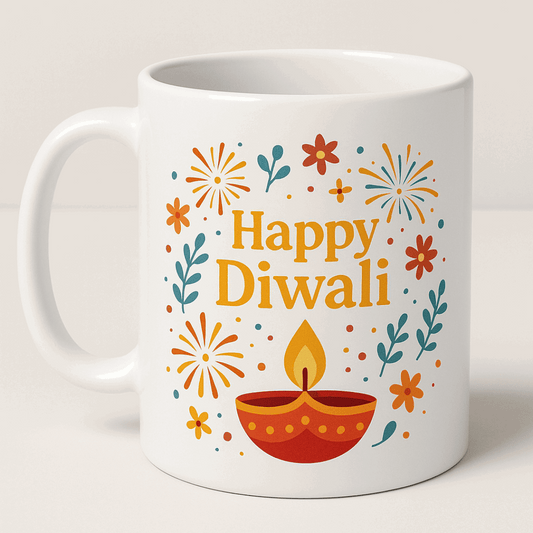 Diwali Custom Ceramic Mug with Logo/Name/Photo| Corporate Gifting | Diwali gifting