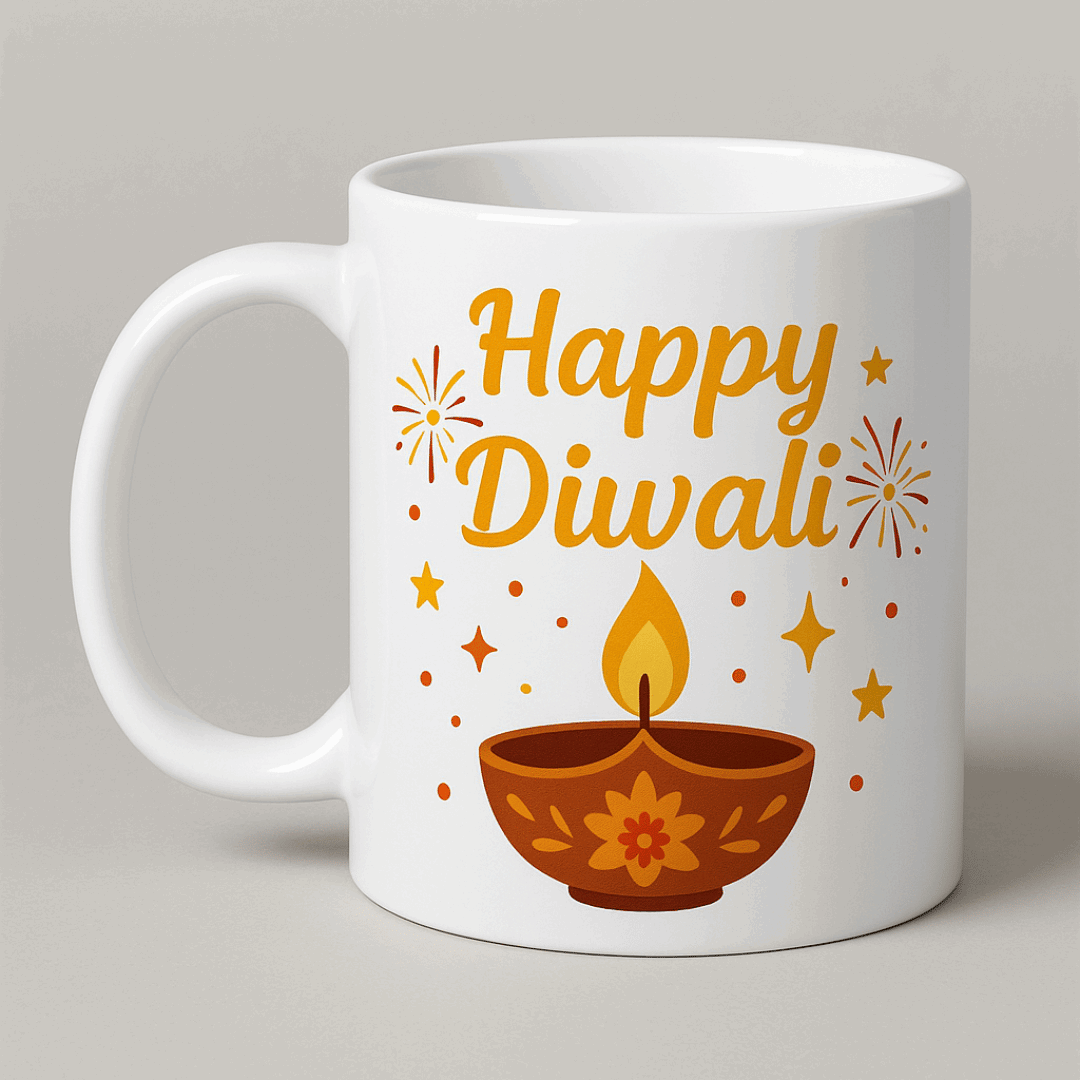 Diwali Custom Ceramic Mug with Logo/Name/Photo| Corporate Gifting | Diwali gifting