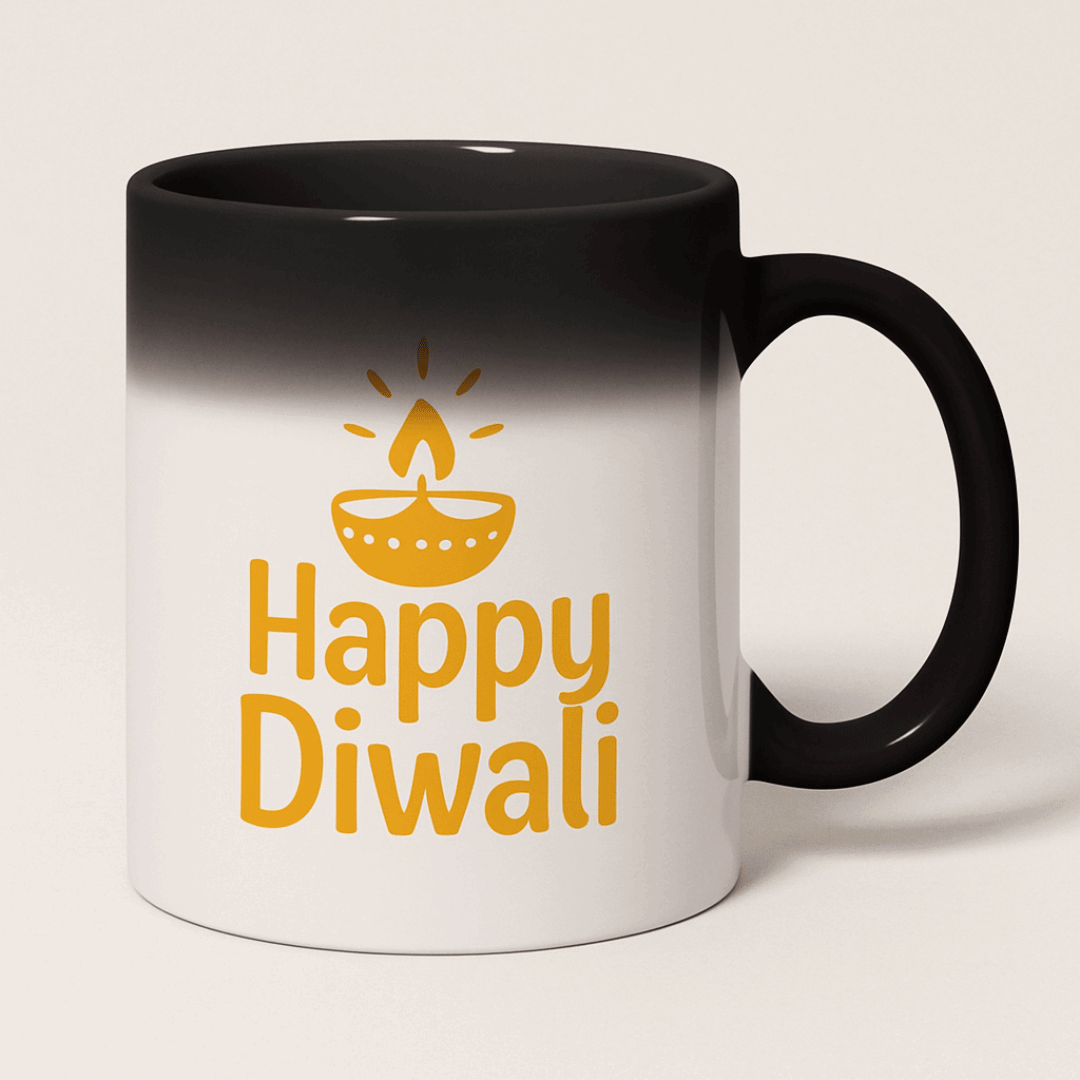 Diwali Custom Magic Mug – Heat Sensitive Color Changing Coffee Mug | Personalized Logo/Name/Photo Printing