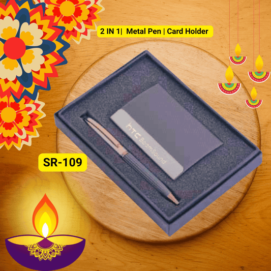 ✨2 IN 1 | Card Holder with Metal Pen – Custom Corporate Diwali Gift