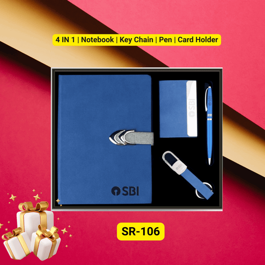 4-in-1 Premium Custom Corporate Gift Set – Notebook, Key Chain, Pen & Card Holder
