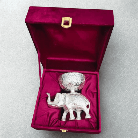 Handcrafted Silver Elephant Decorative Bowl – Elegant Gift & Home Décor
