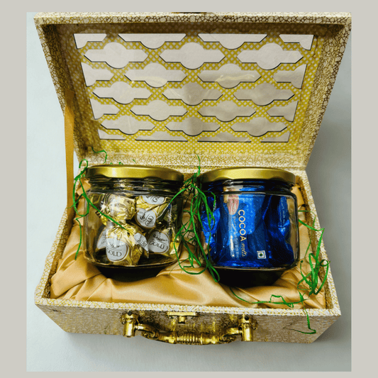 Luxury Suitcase Style 2-in-1 Jar Gift Hamper | Premium Chocolates, Dates & Customizable Gifting Box