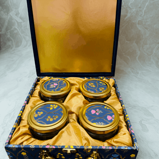 Luxury Box 4 IN 1 Jar Gift Hamper | Premium Chocolates, Kunafa from Dubai, Protein Bar & Teas