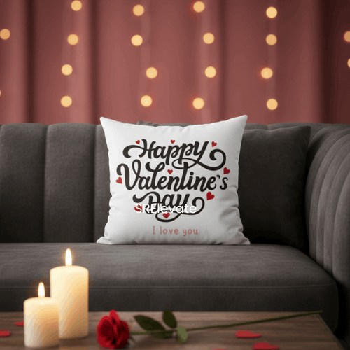 Happy Valentine Day Cushion Cover | All-Over Print | 16×16 Inch