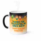 Glitter Rakhi Magic Mug – Black Magic Coffee Mug with Photo | Personalized Raksha Bandhan Gift | Custom Coffee Mugs for Brother & Sister