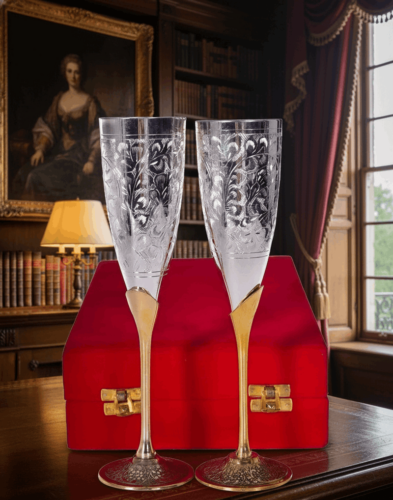 🥂 Royal Silver-Plated Bar & Wine Glass Gift Set – With Velvet Box