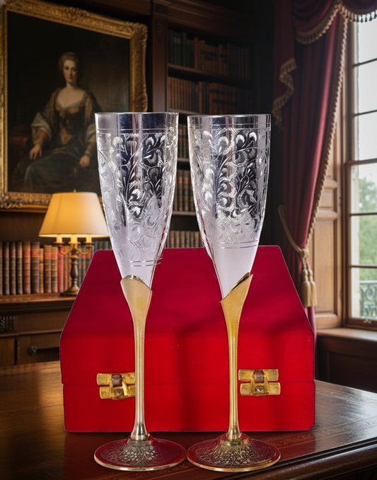 🥂 Royal Silver-Plated Bar & Wine Glass Gift Set – With Velvet Box