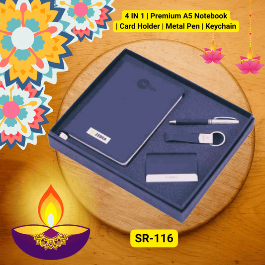 4 IN 1 | Premium A5 Notebook Gift Set – Card Holder + Metal Pen + Keychain,corporate gift ideas for clients