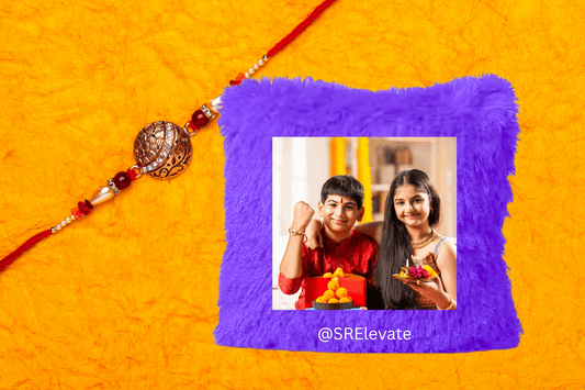 Custom Raksha Bandhan Fur Pillow with Photo – Personalized Cushion Gift for Brother & Sister