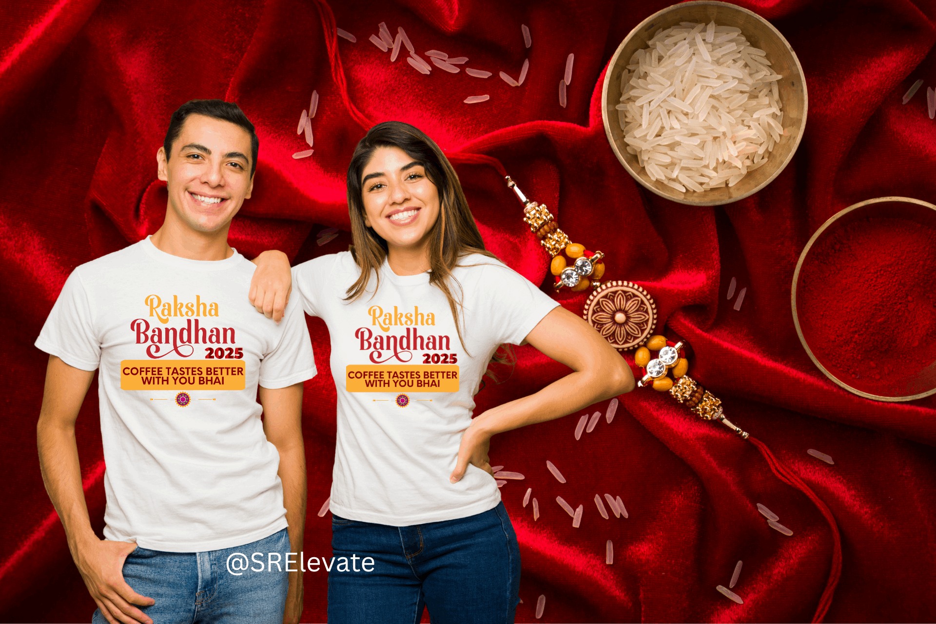 Raksha Bandhan 2025 Dri-Fit T-Shirt – Coffee Tastes Better With You Bhai | Personalized Sibling Gift