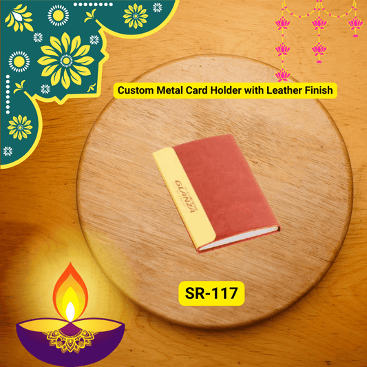 Premium Custom Metal Card Holder with Leather Finish – Bulk Corporate Diwali Gifts, unique corporate gifts